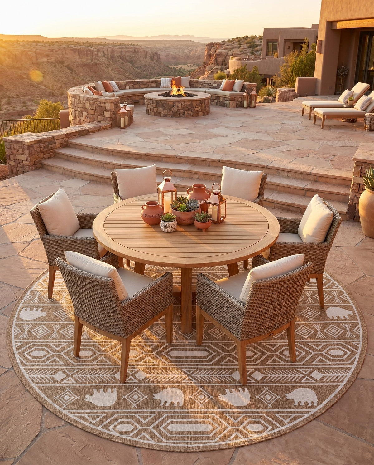 Mesa Oasis Rugs Collection Area Rug - Sundown Round Taupe  lifestyle 45