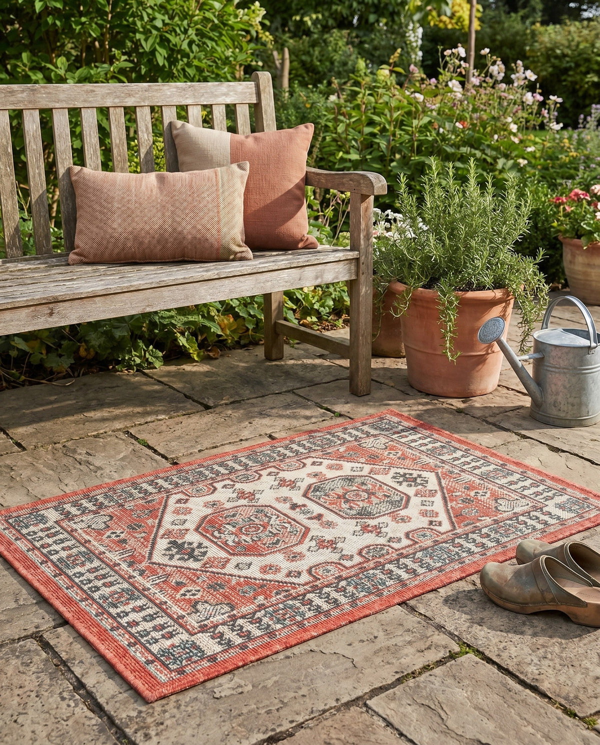 Patio Heritage Collection Area Rug - Veranda Rectangle Multi  lifestyle 22