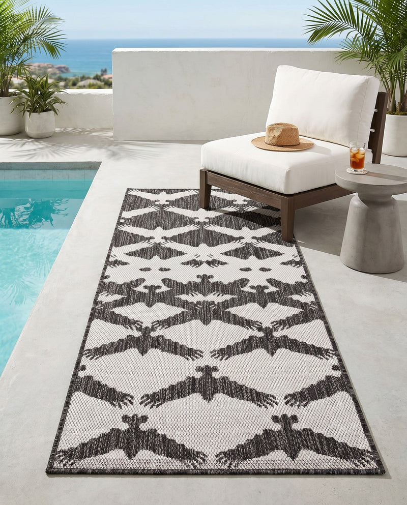Urban Terrace Collection Area Rug -  Gramercy Runner Black and White  lifestyle 23
