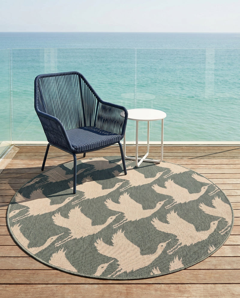 Seaside Haven Rugs Collection Area Rug -  Pelican Round Stone Blue  lifestyle 63