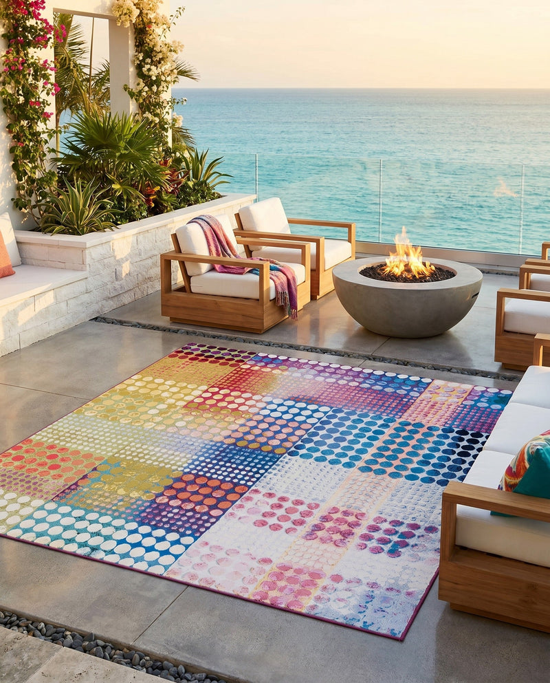 Urban Terrace Collection Area Rug -  Atrium Square Multi  lifestyle 62