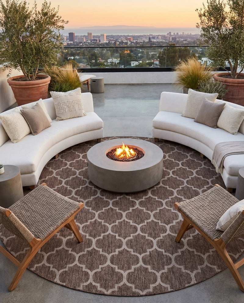 Savannah Pergola Collection Area Rug - Arbor (Brown) Round Brown  lifestyle 50