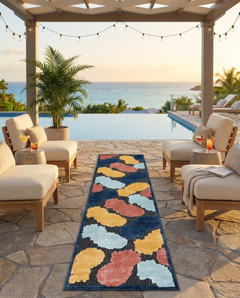 Caribbean Terrace Collection Area Rug -  Nevis Runner Black  lifestyle 46