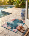 Seaside Blooms Collection Area Rug - Haven Rectangle Blue  lifestyle 13