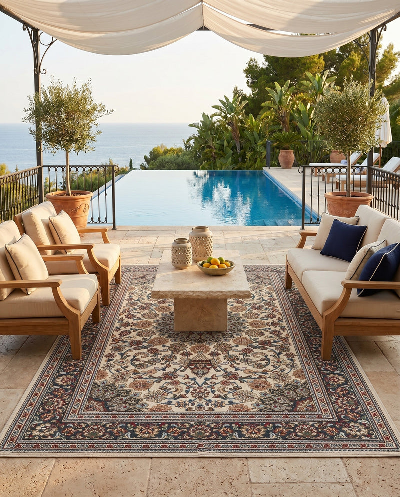 Patio Heritage Collection Area Rug -  Bower Rectangle Ivory  lifestyle 72