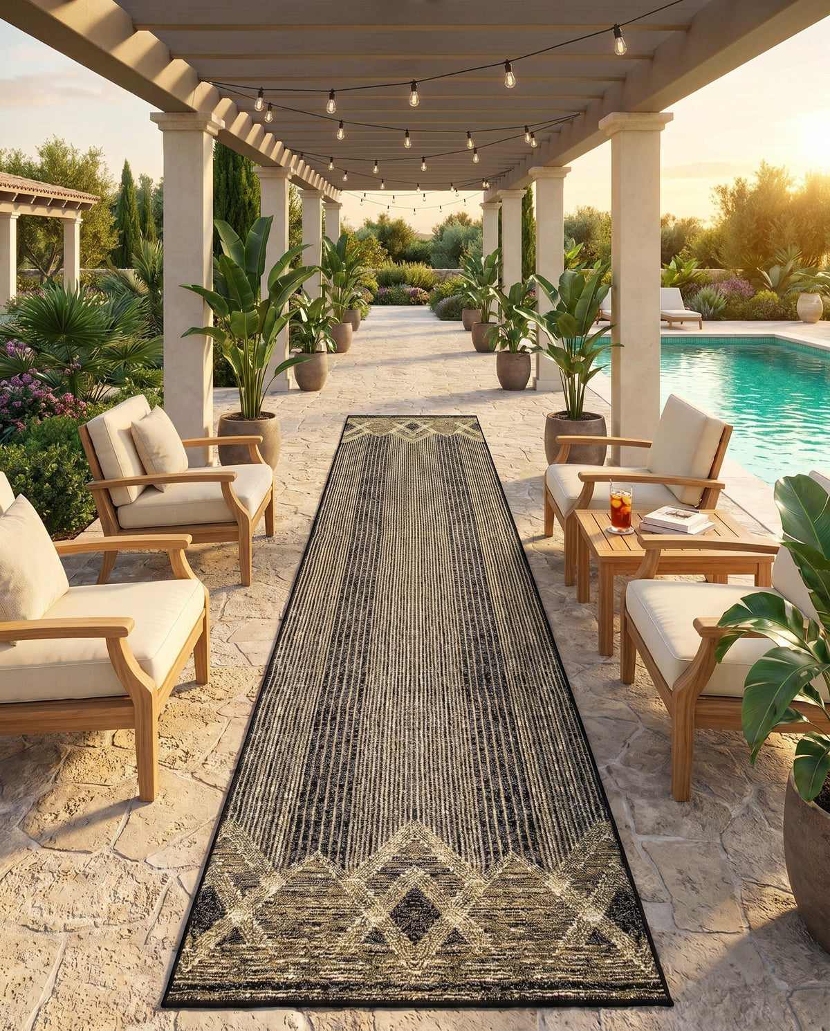 Urban Terrace Collection Area Rug -  Loft Runner Charcoal  lifestyle 84