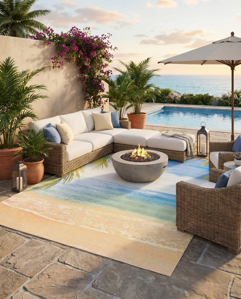 Seaside Haven Rugs Collection Area Rug -  Tides Rectangle Multi  lifestyle 5