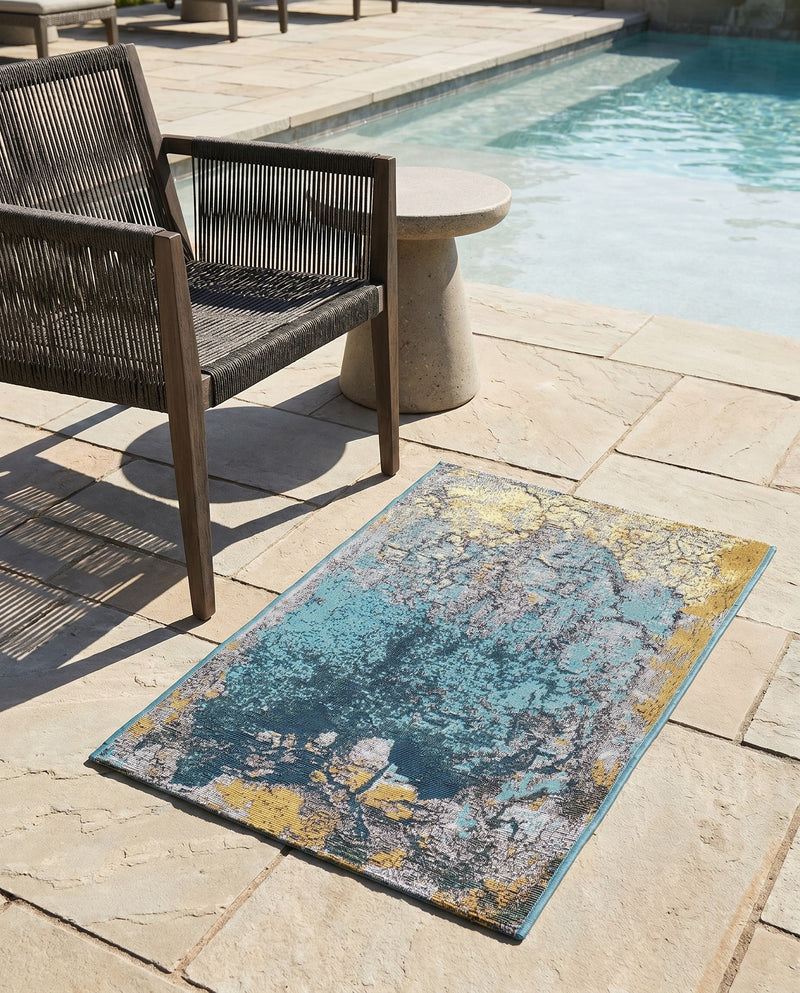 Urban Terrace Collection Area Rug -  Lanai Rectangle Gradient Blue  lifestyle 26