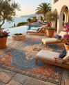 Patio Heritage Collection Area Rug -  Grove Rectangle Navy Blue and Rust Red  lifestyle 28