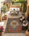 Patio Heritage Collection Area Rug -  Grove Rectangle Navy Blue and Rust Red  lifestyle 13
