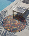 Coastal Terrace Collection Area Rug -  Lagoon Round Multi  lifestyle 60