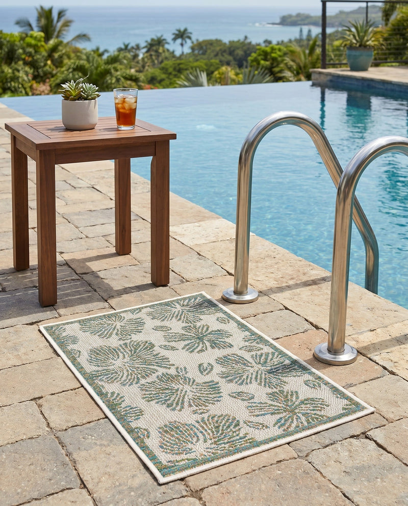 Coastal Terrace Collection Area Rug -  Marina Rectangle Ivory and Beige  lifestyle 3