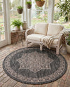 Patio Heritage Collection Area Rug -  Charleston (Charcoal Gray) Round Charcoal Gray  lifestyle 50