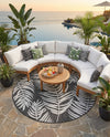 Seaside Blooms Collection Area Rug - Verdure (Charcoal) Round Charcoal  lifestyle 74