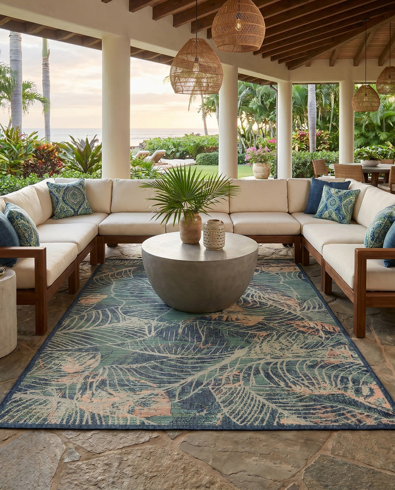 Coastal Terrace Collection Area Rug -  Driftwood Rectangle Blue  lifestyle 39