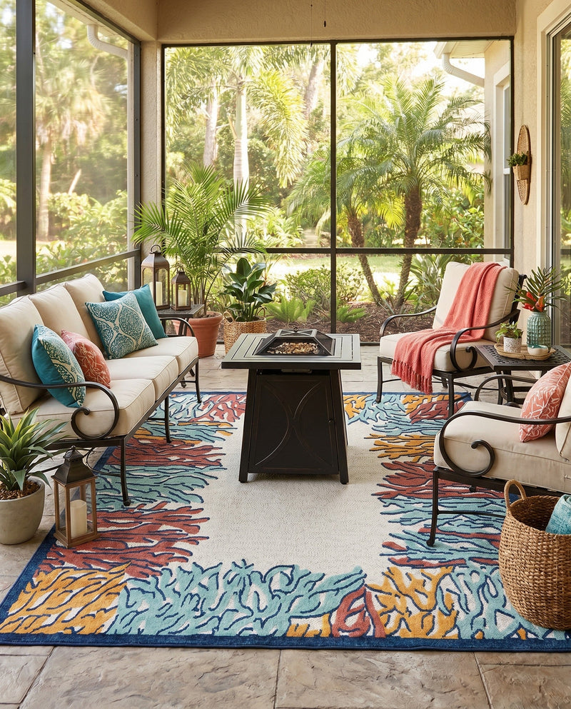 Caribbean Terrace Collection Area Rug -  Tortola Rectangle Multi  lifestyle 14