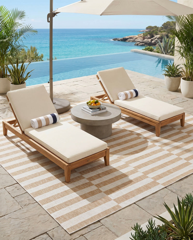 Seaside Stripes Collection Area Rug - Cabana (Taupe) Rectangle Taupe  lifestyle 28
