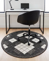 Urban Terrace Collection Area Rug -  Williamsburg Round Black and White  lifestyle 31