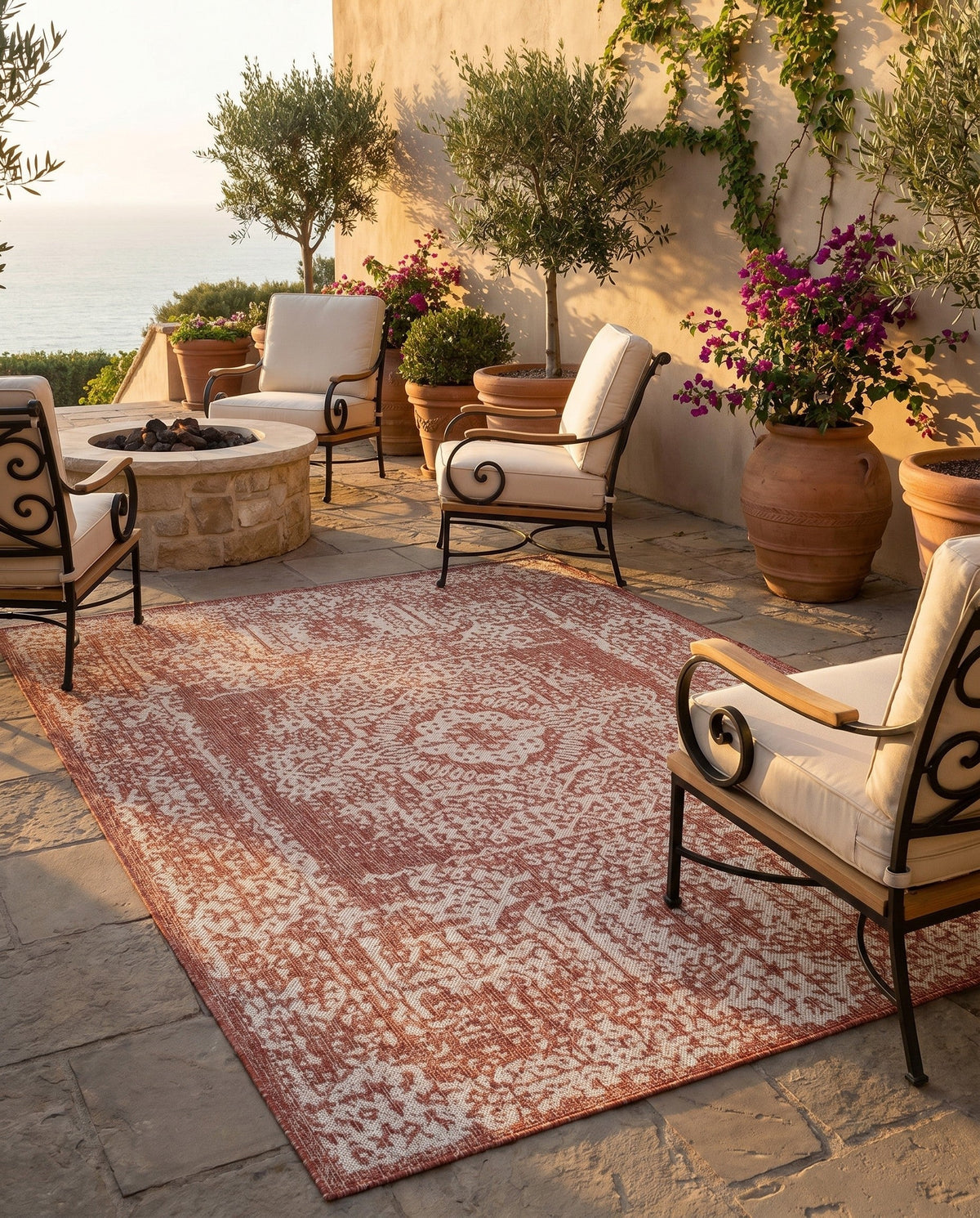 Patio Heritage Collection Area Rug - Savannah (Rust Red) Rectangle Rust Red  lifestyle 12