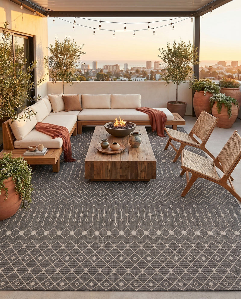 Savannah Pergola Collection Area Rug -  Pergola (Charcoal Gray) Square Charcoal Gray  lifestyle 40