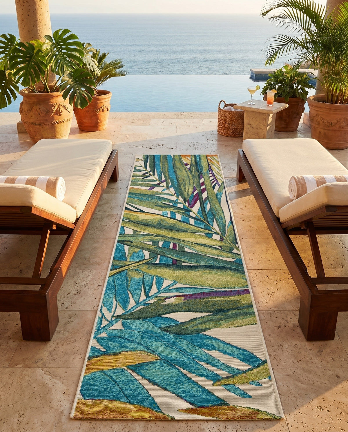 Seaside Blooms Collection Area Rug -  Arcadia Runner Multi  lifestyle 100
