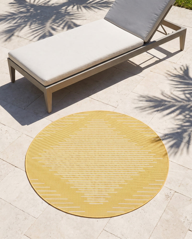 Urban Terrace Collection Area Rug -  Chelsea (Yellow) Round Yellow  lifestyle 52