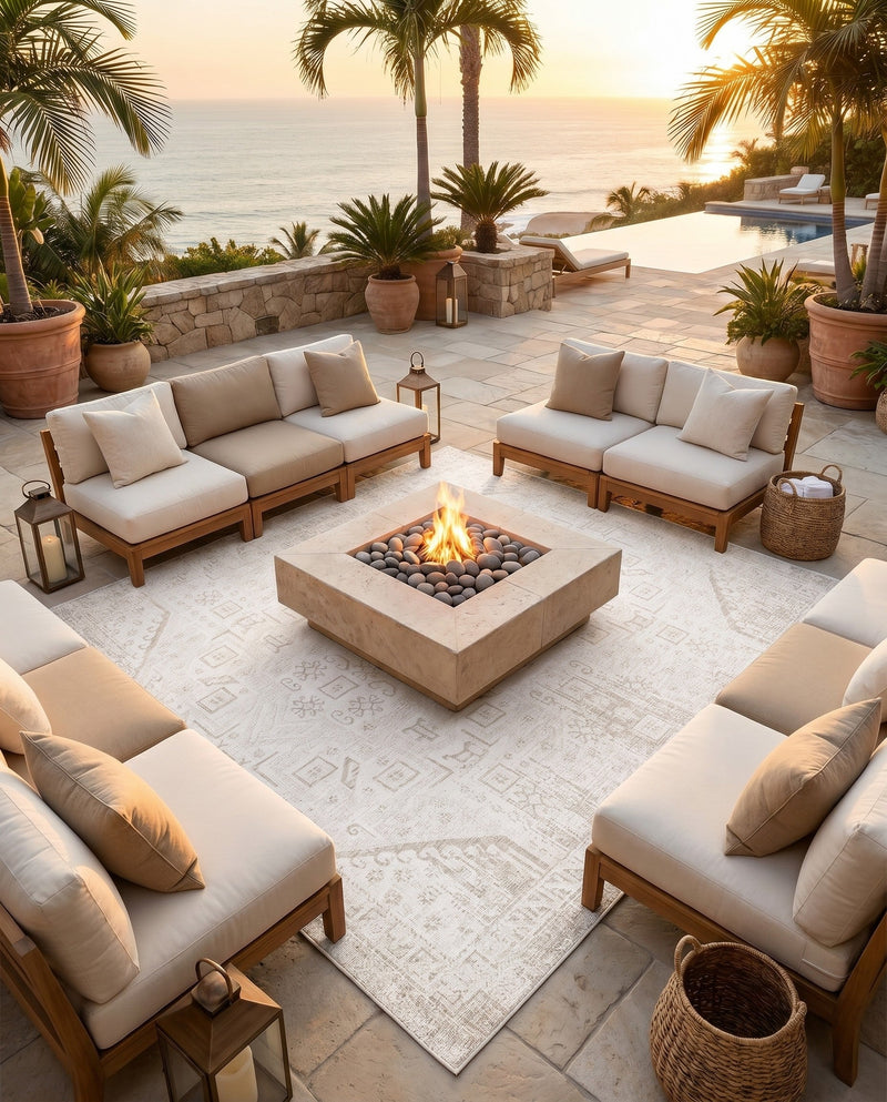 Tribal Terrace Treasures Collection Area Rug - Mayan Marina (Light Gray) Square Light Gray  lifestyle 36