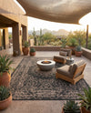 Patio Heritage Collection Area Rug -  Lafayette (Black) Rectangle Black  lifestyle 30