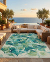 Seaside Blooms Collection Area Rug -  Flora Rectangle Blue Green  lifestyle 43