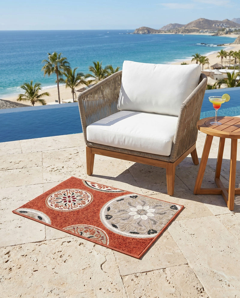 Urban Terrace Collection Area Rug -  Deck Rectangle Terracotta  lifestyle 38