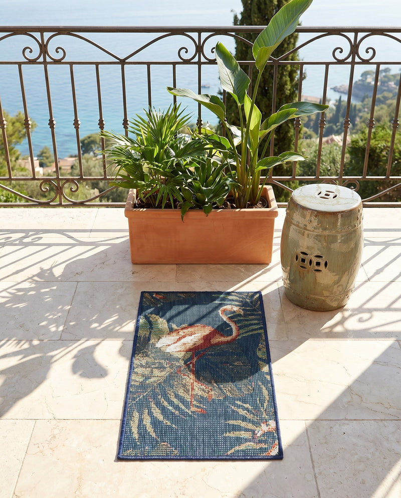 Coastal Terrace Collection Area Rug - Seabreeze Rectangle Navy Blue  lifestyle 22