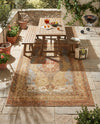 Patio Heritage Collection Area Rug -  Pergola Rectangle Blue and Light Brown  lifestyle 6