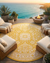 Tribal Terrace Treasures Collection Area Rug -  Incan Isle (Yellow) Round Yellow  lifestyle 78
