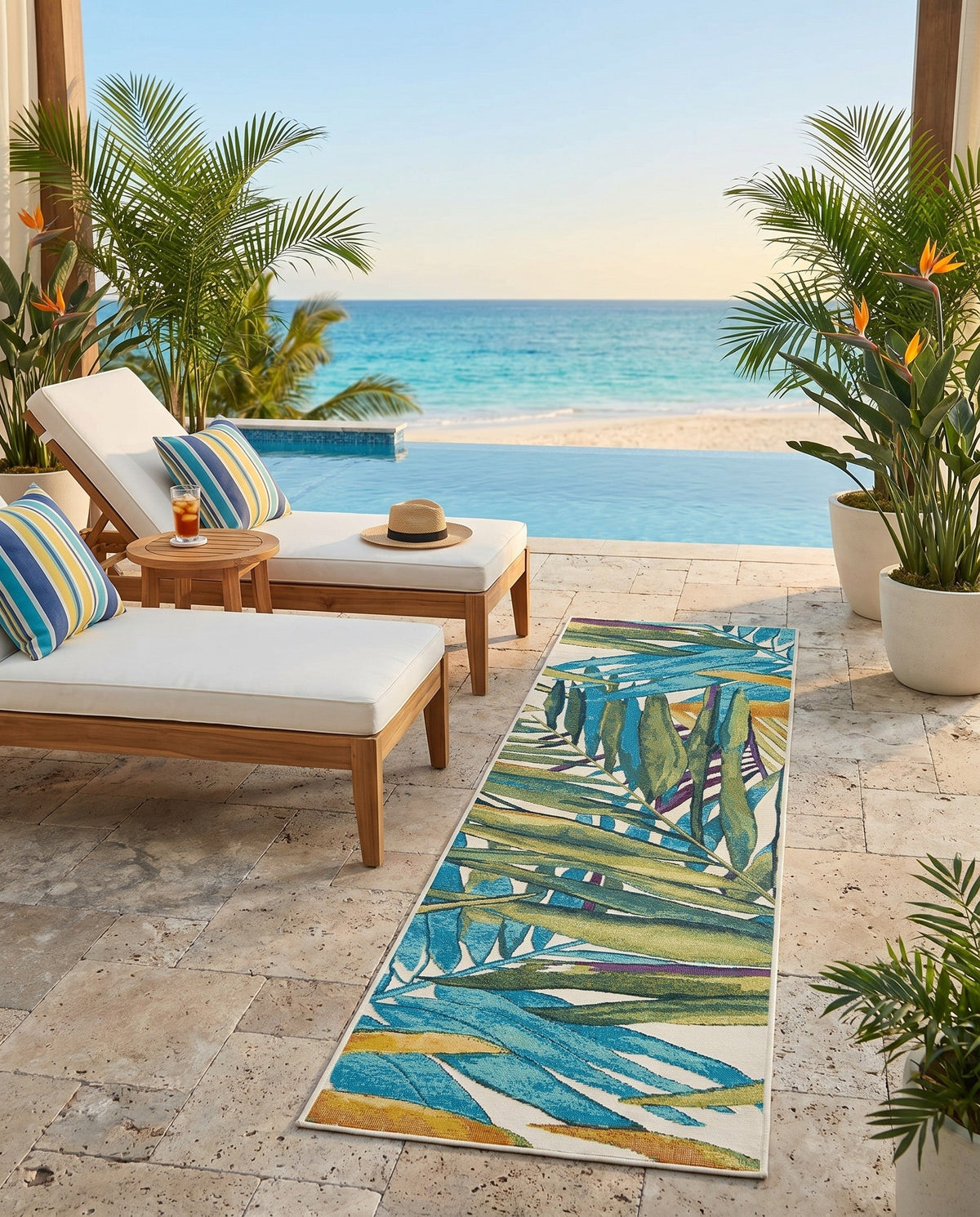 Seaside Blooms Collection Area Rug -  Arcadia Runner Multi  lifestyle 53