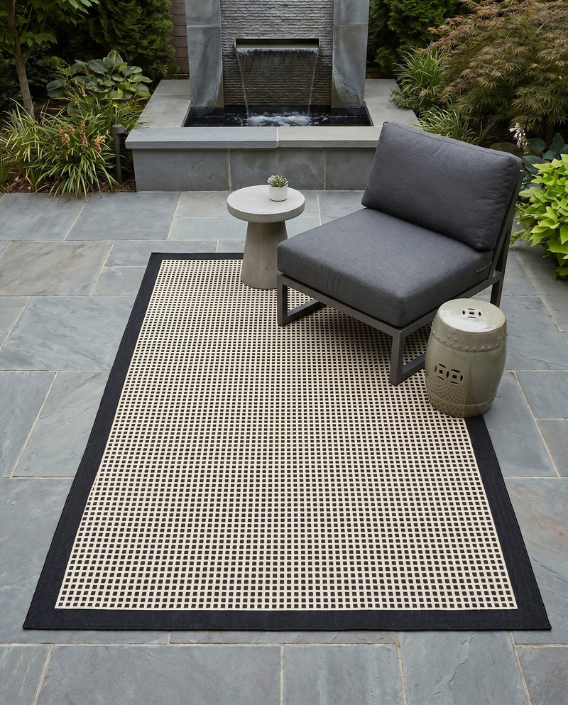 Terrace Fringe Collection Area Rug - Oceanside Rectangle Black  lifestyle 46