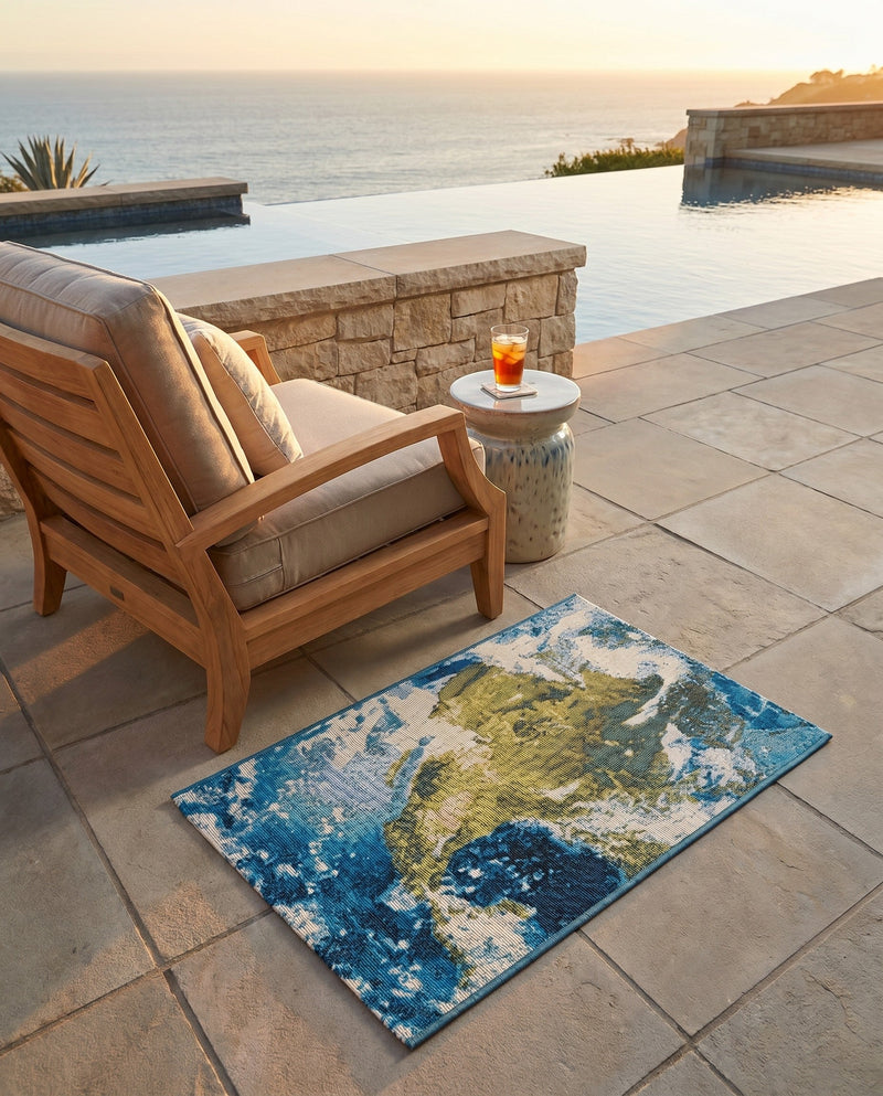 Urban Terrace Collection Area Rug -  Pergola Rectangle Blue  lifestyle 5