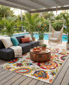 Outdoor Marrakesh Collection Area Rug - Fes Rectangle Multi Beige  lifestyle 65