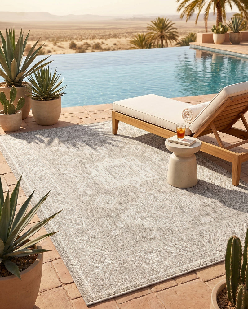 Tribal Terrace Treasures Collection Area Rug -  Incan Isle (Light Gray) Rectangle Light Gray  lifestyle 15
