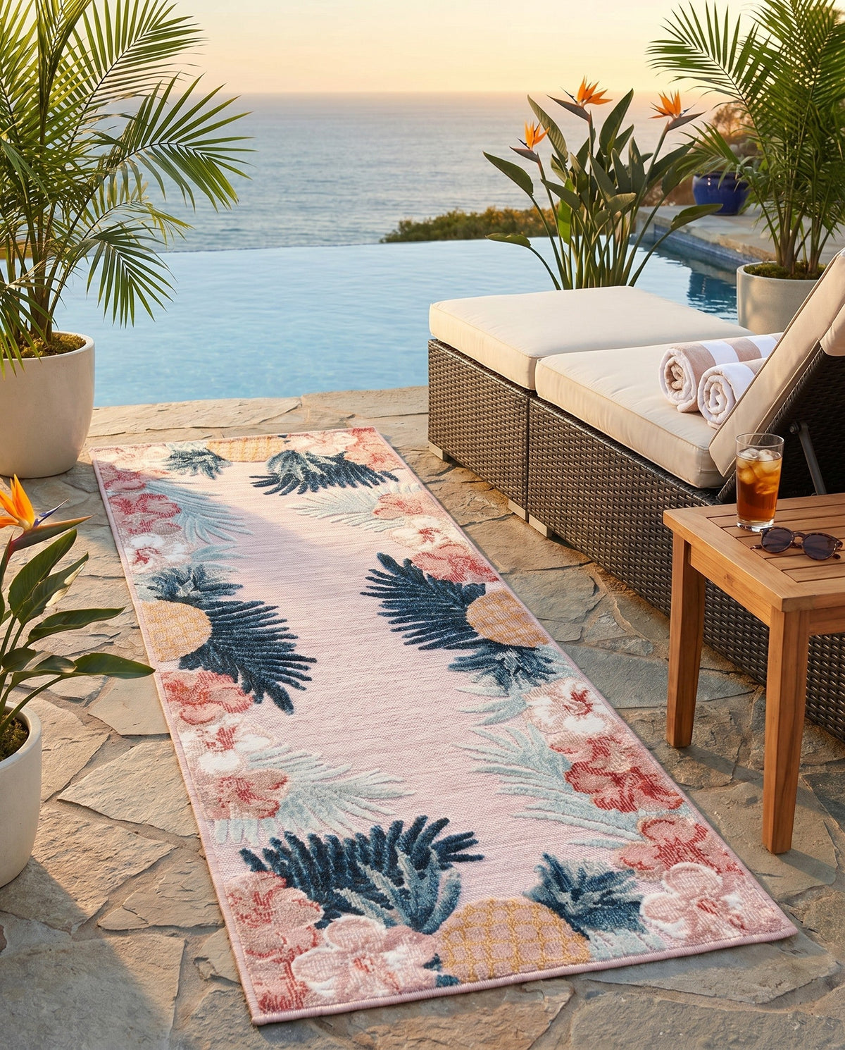 Seaside Blooms Collection Area Rug - Haven Runner Pink  lifestyle 123