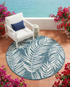 Seaside Blooms Collection Area Rug - Verdure (Teal) Round Teal  lifestyle 68