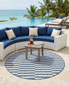 Seaside Stripes Collection Area Rug - Cabana (Blue) Round Blue  lifestyle 70