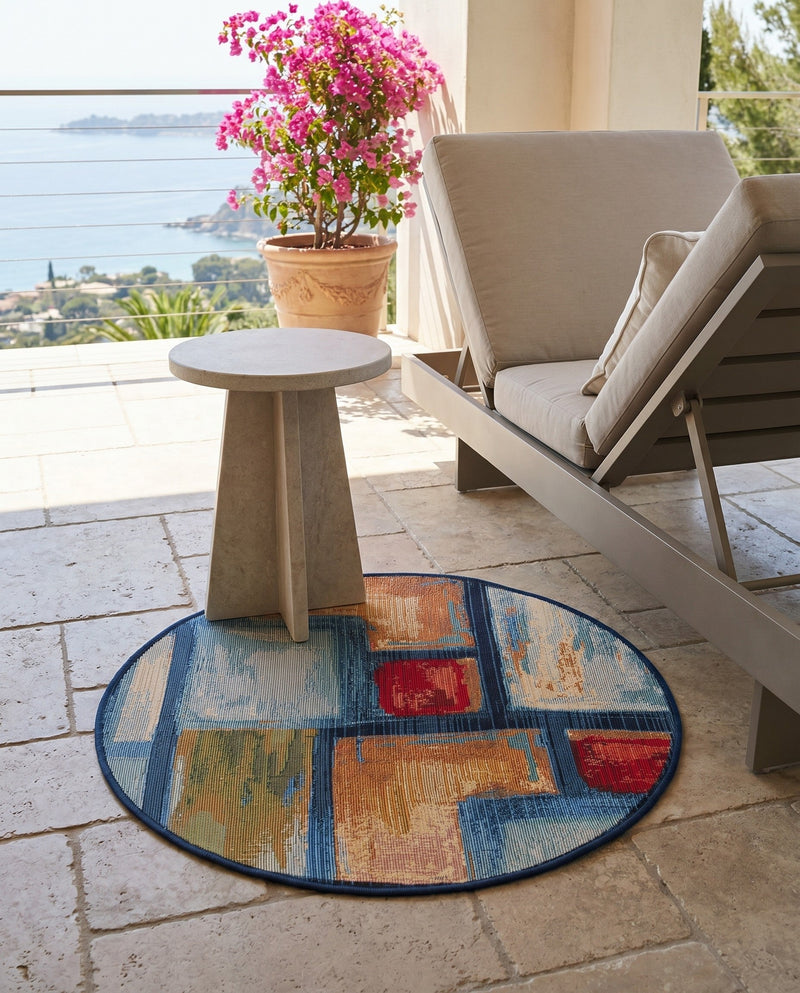 Urban Terrace Collection Area Rug -  Portico Round Multi  lifestyle 78