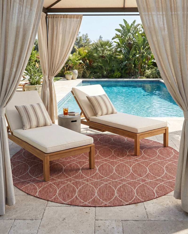 Savannah Pergola Collection Area Rug -  Pavilion (Rust Red) Round Rust Red  lifestyle 33