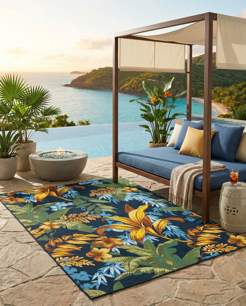 Seaside Blooms Collection Area Rug -  Grove Rectangle Multi  lifestyle 27