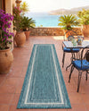 Terrace Fringe Collection Area Rug - Veranda (Teal) Runner Teal  lifestyle 55