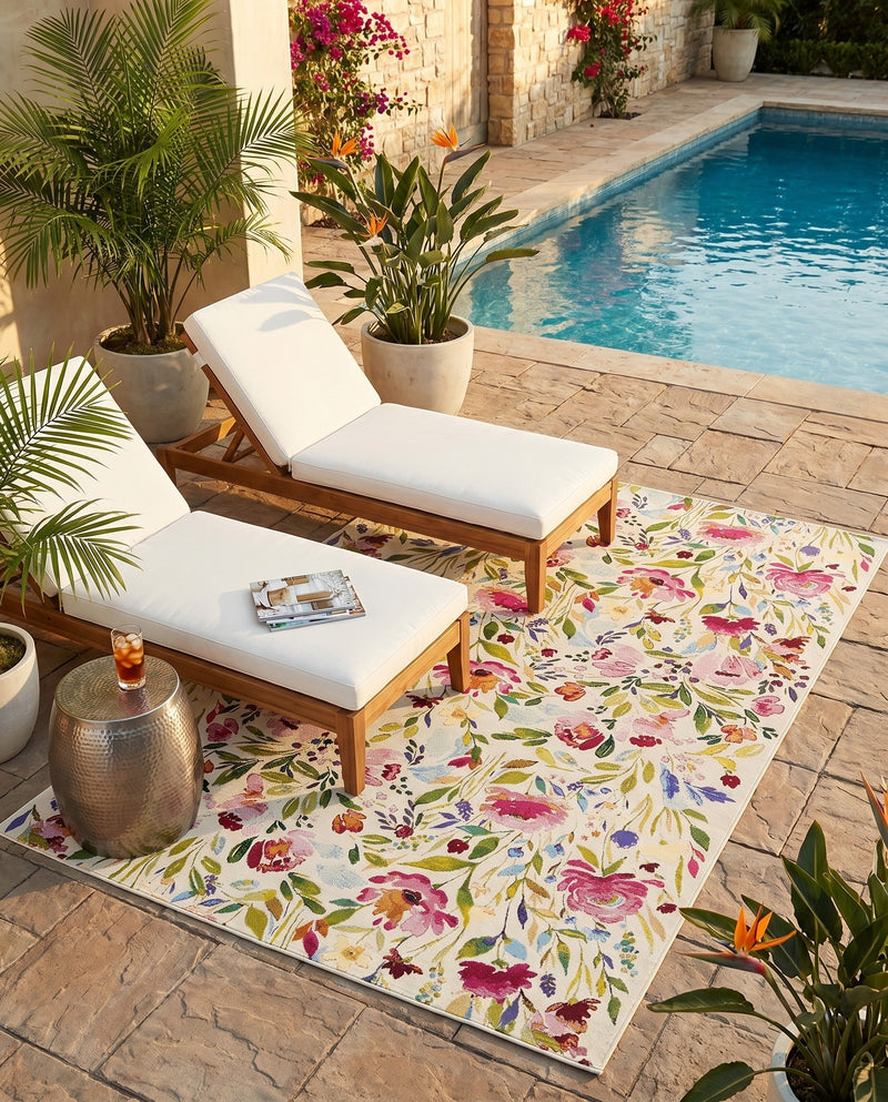 Seaside Blooms Collection Area Rug -  Meadow Rectangle Multi  lifestyle 30