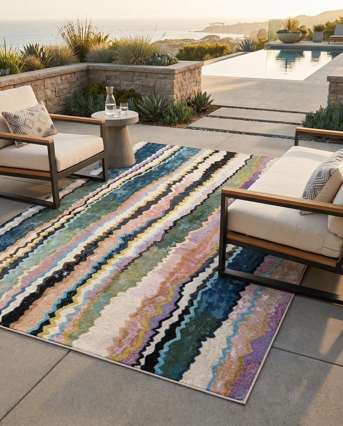 Urban Terrace Collection Area Rug -  Capri Rectangle Multi  lifestyle 14