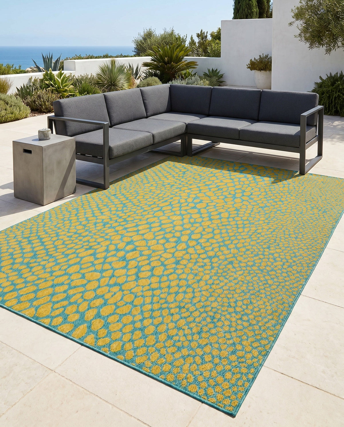Urban Oasis Rugs Collection Area Rug -  Terrace (Yellow and Aqua) Rectangle Yellow and Aqua  lifestyle 21