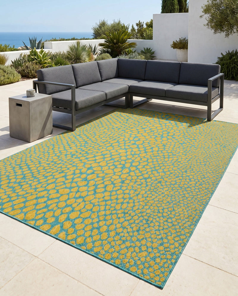 Urban Oasis Rugs Collection Area Rug -  Terrace (Yellow and Aqua) Rectangle Yellow and Aqua  lifestyle 21