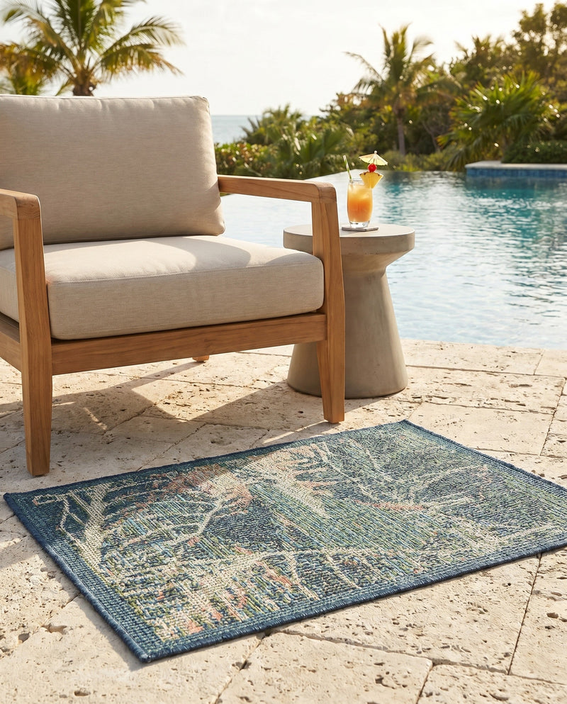 Coastal Terrace Collection Area Rug -  Driftwood Rectangle Blue  lifestyle 8